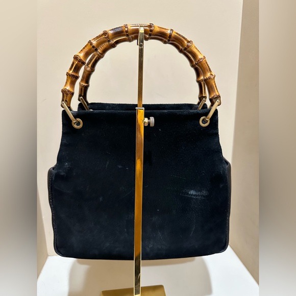 Gucci Suede Bamboo Black Handbag - Picture 3 of 9